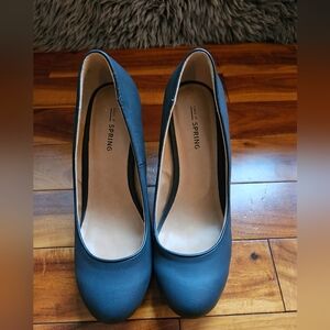 SPRING black wedge heels with woven detail